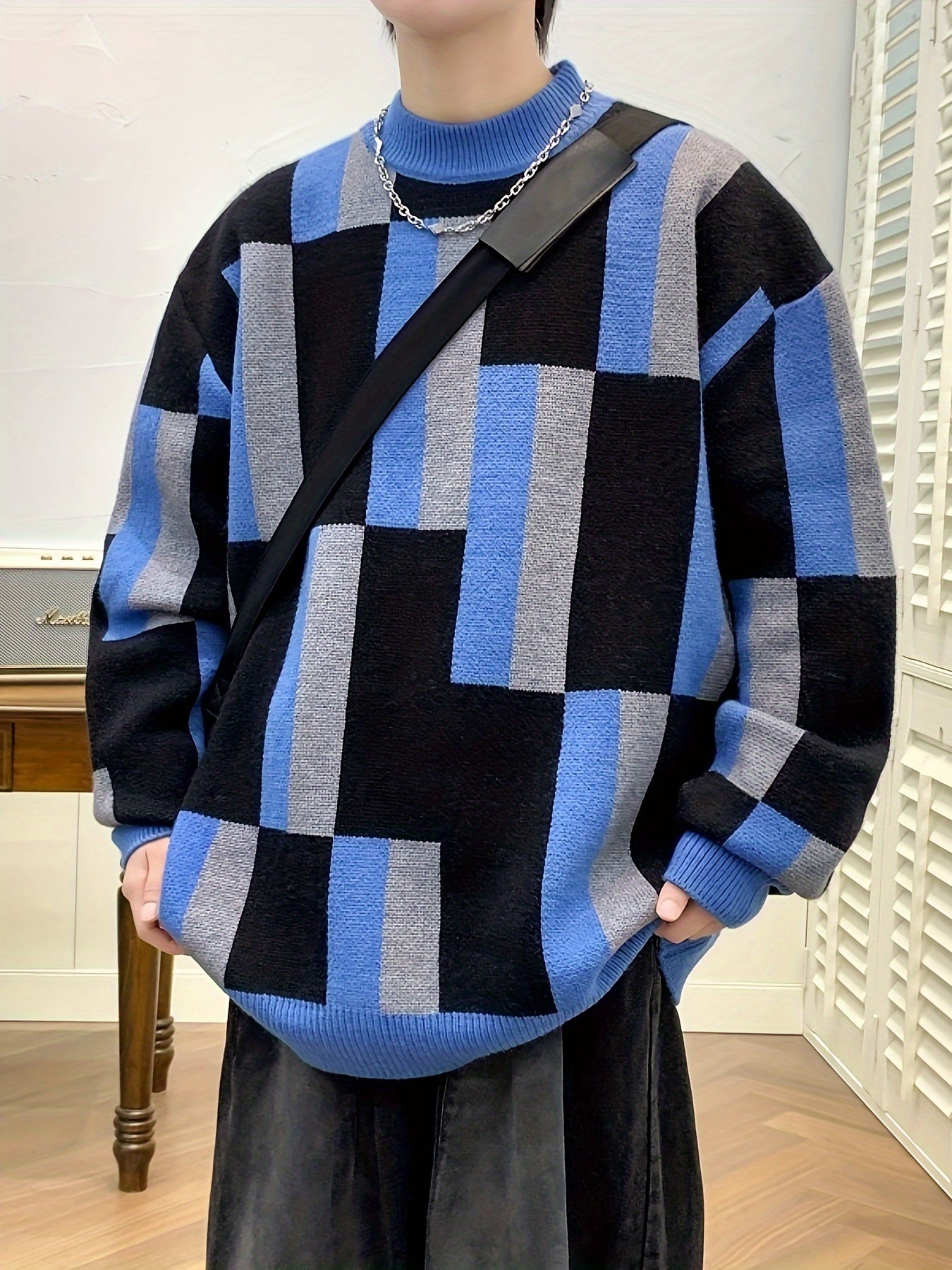 Geometric Graphic Print Knit Sweater For Men