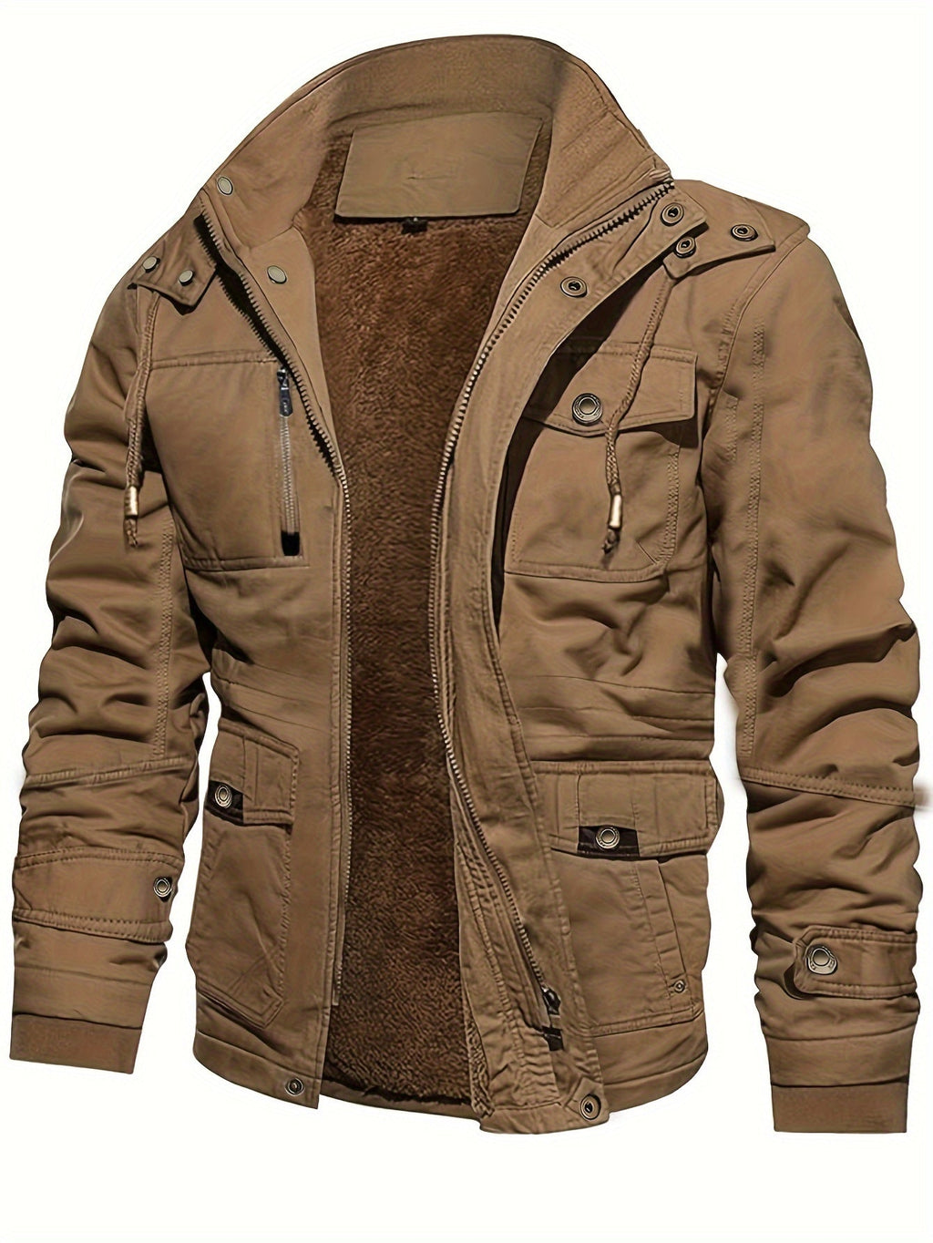 Casual Fleece-Lined Cargo Jacket