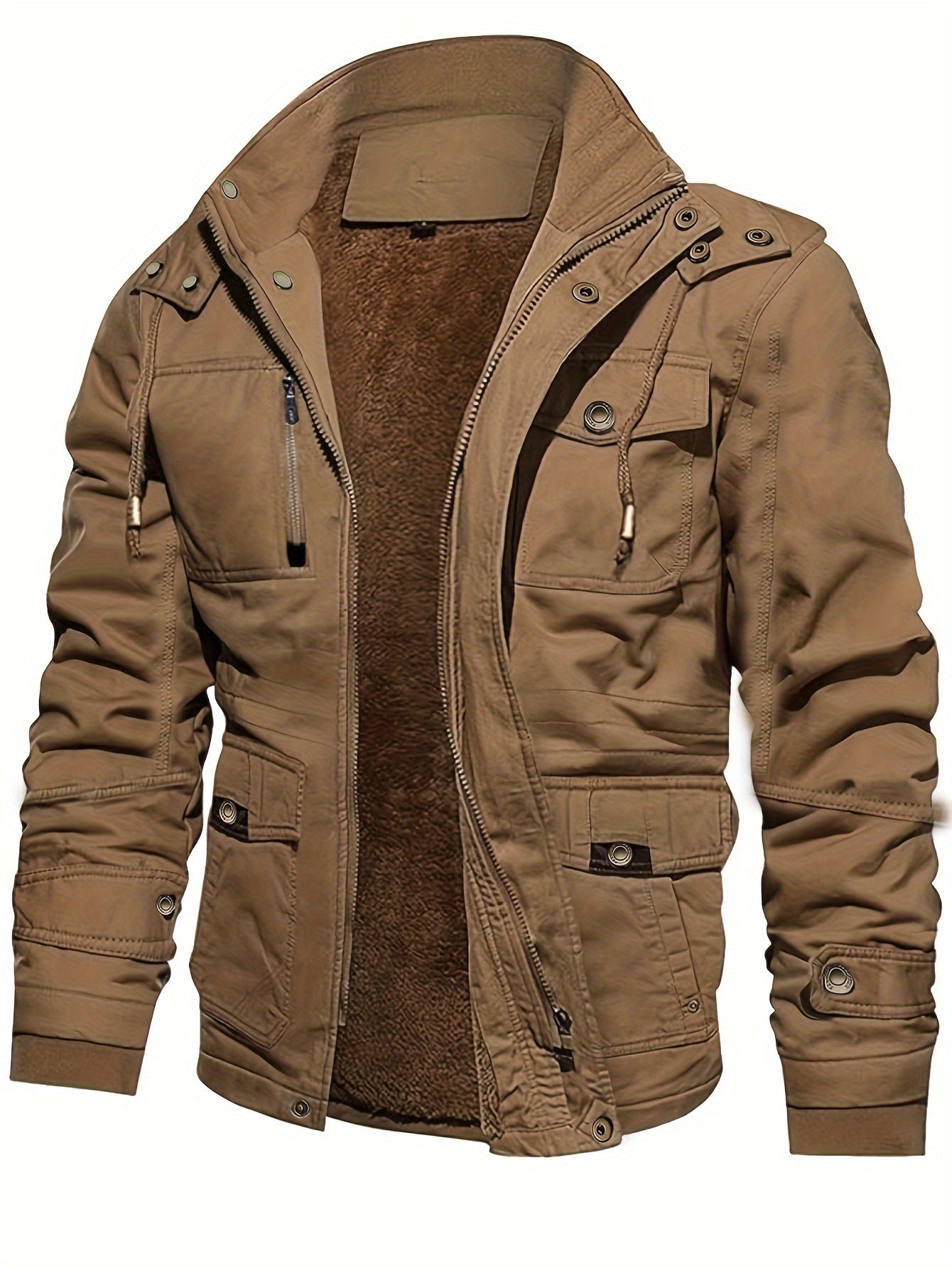 Casual Fleece-Lined Cargo Jacket
