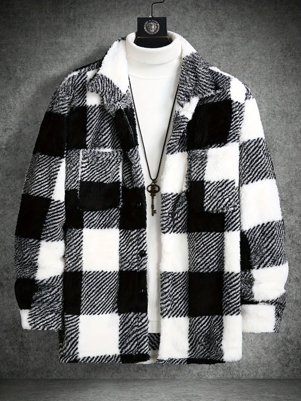 Checkered Fleece Jacket for Men