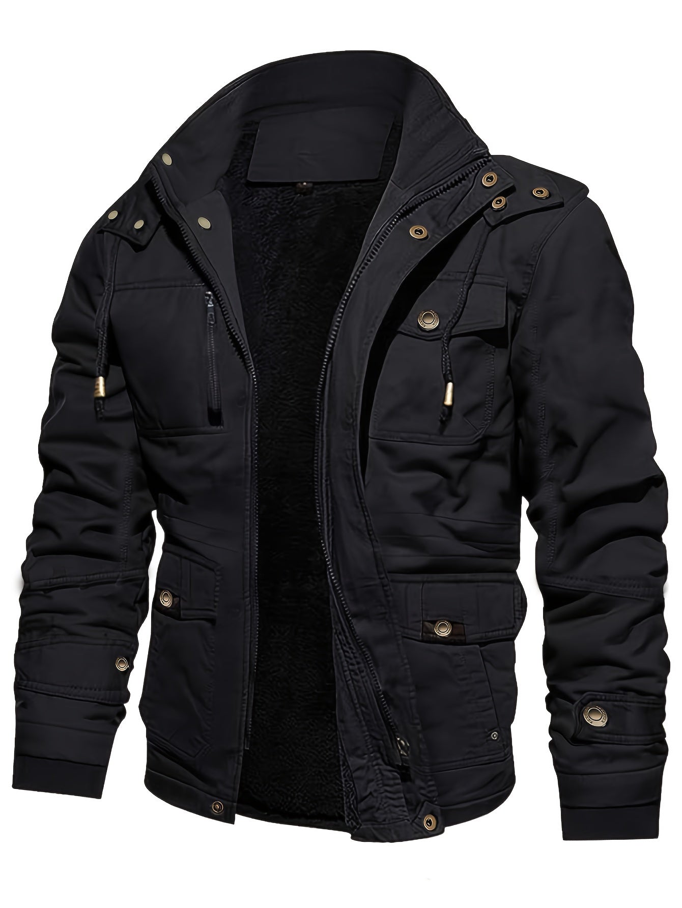 Casual Fleece-Lined Cargo Jacket