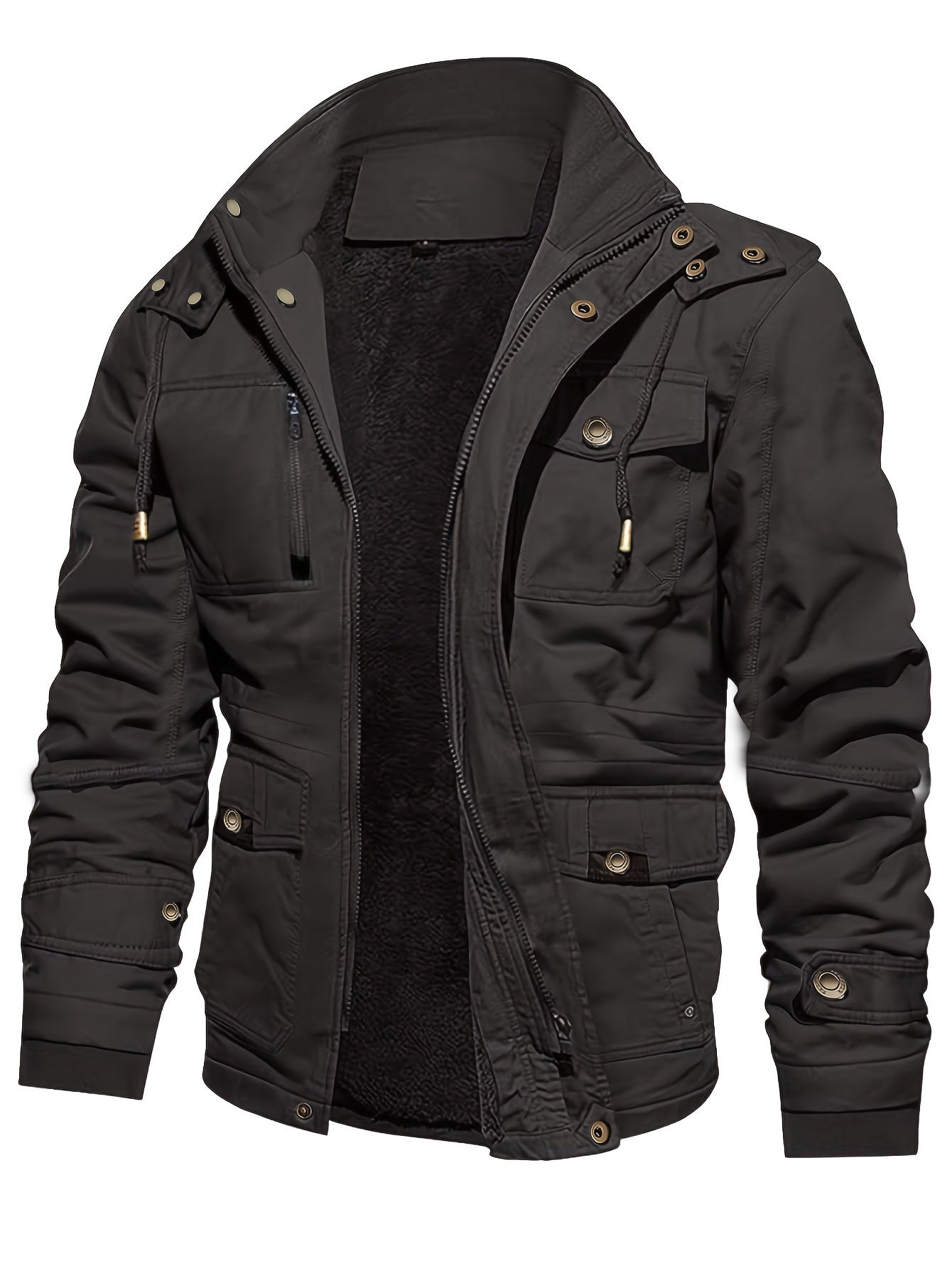 Casual Fleece-Lined Cargo Jacket